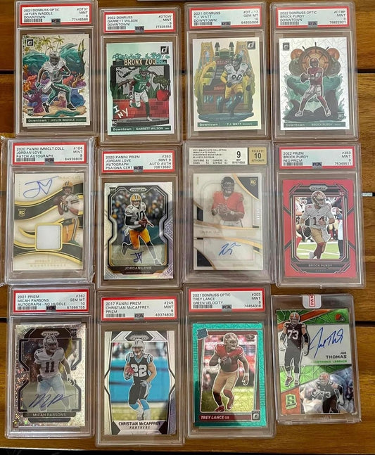 GRADED CARD Guaranteed - NFL Football Hot Pack - 10 Cards - 5 Rookies - 1 Graded Card